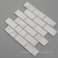 Mosaic Tile White Carrara Marble Veins Brick Ceramic Mosaic Tiles Marble Look Porcelain Tile